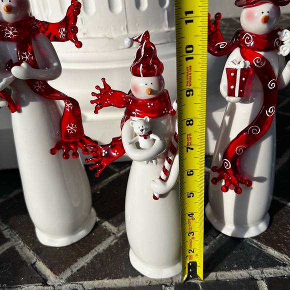 Set of 3 Ceramic Snowman Family Figurines Christmas Holiday Decor - Picture 14 of 17